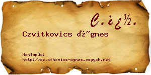 Czvitkovics Ágnes névjegykártya